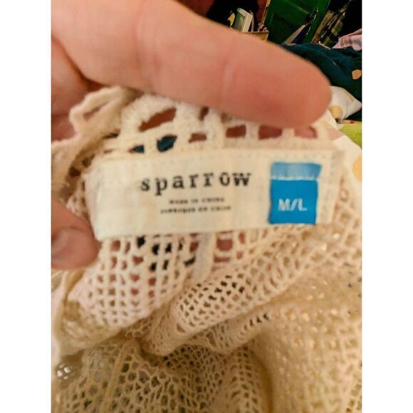 Sparrow Women Cream Batwing Sleeve Crochet Lace Cotton Poncho Size Medium - Picture 13 of 15